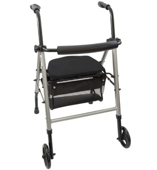 Andador Caminador Plegable con Asiento Acolchado y Cesta