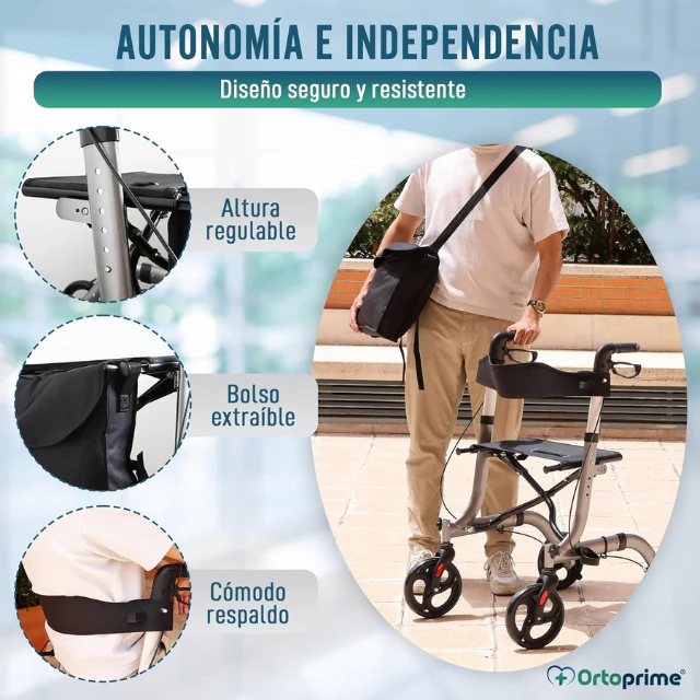 Andador Rollator con Asiento y Cesta para Exteriores - Image 7
