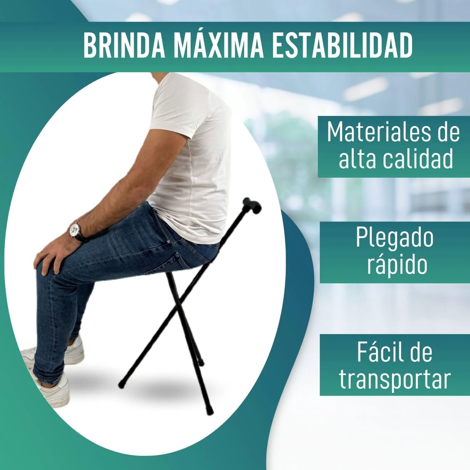 Bastón con Asiento Portátil | Bastones para Mayores Silla Plegable - Image 6