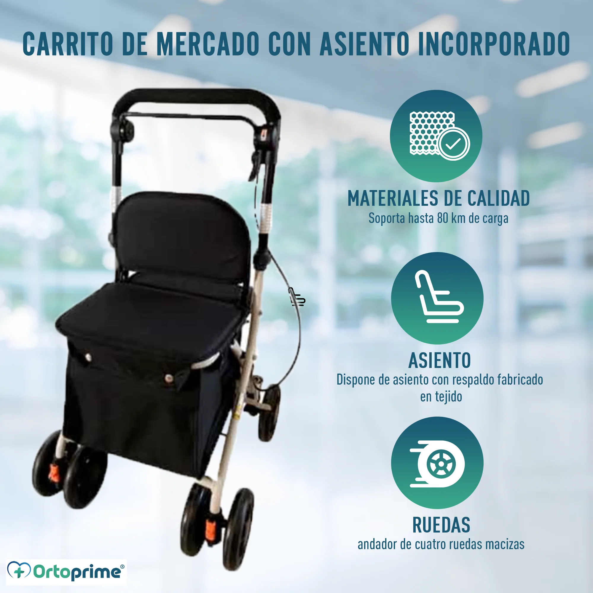 Andador Carrito de Compra con Asiento | Ayuda Vida Diaria - Image 4