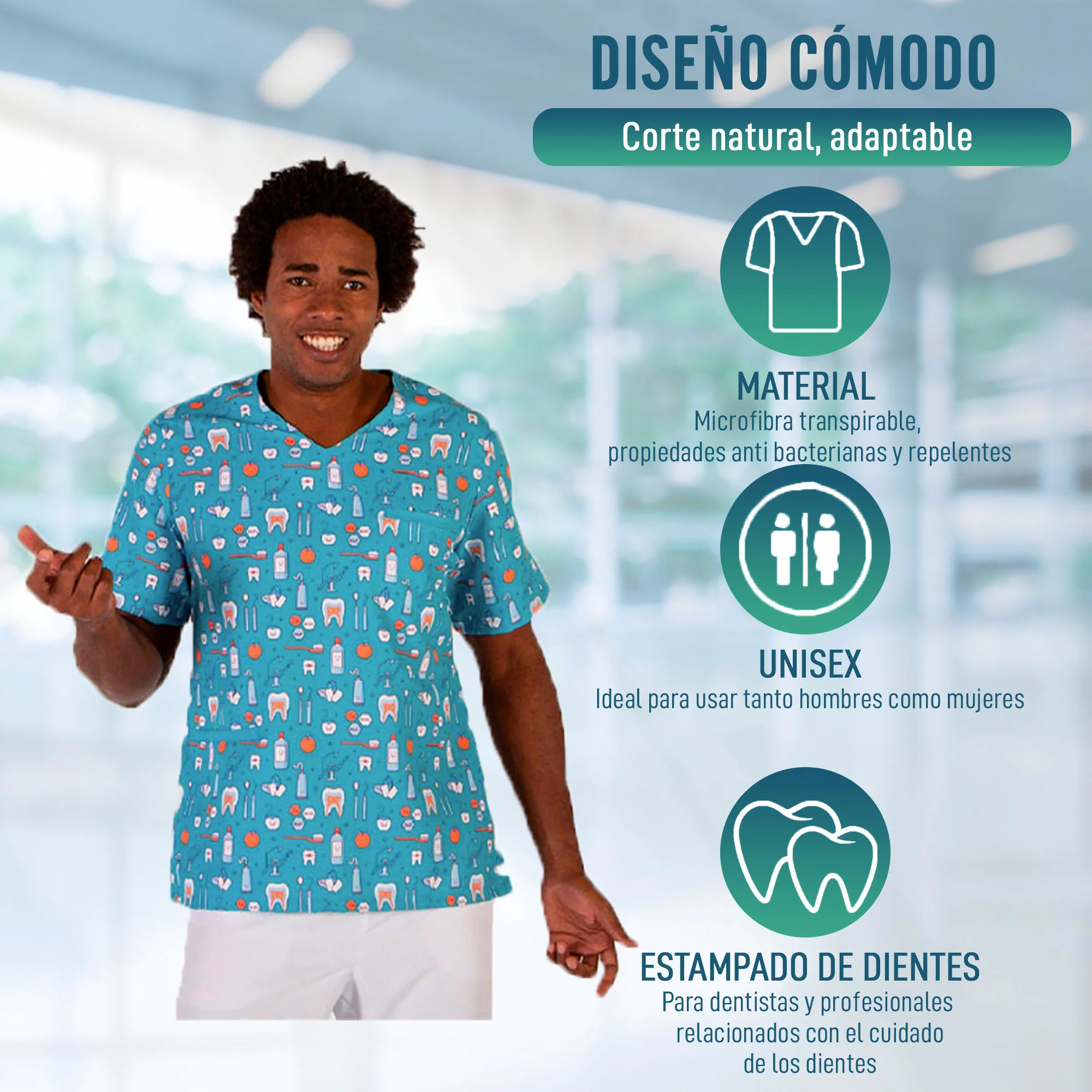Casaca para Dentistas Unisex con Estampado Muelas | Tallas - Image 3
