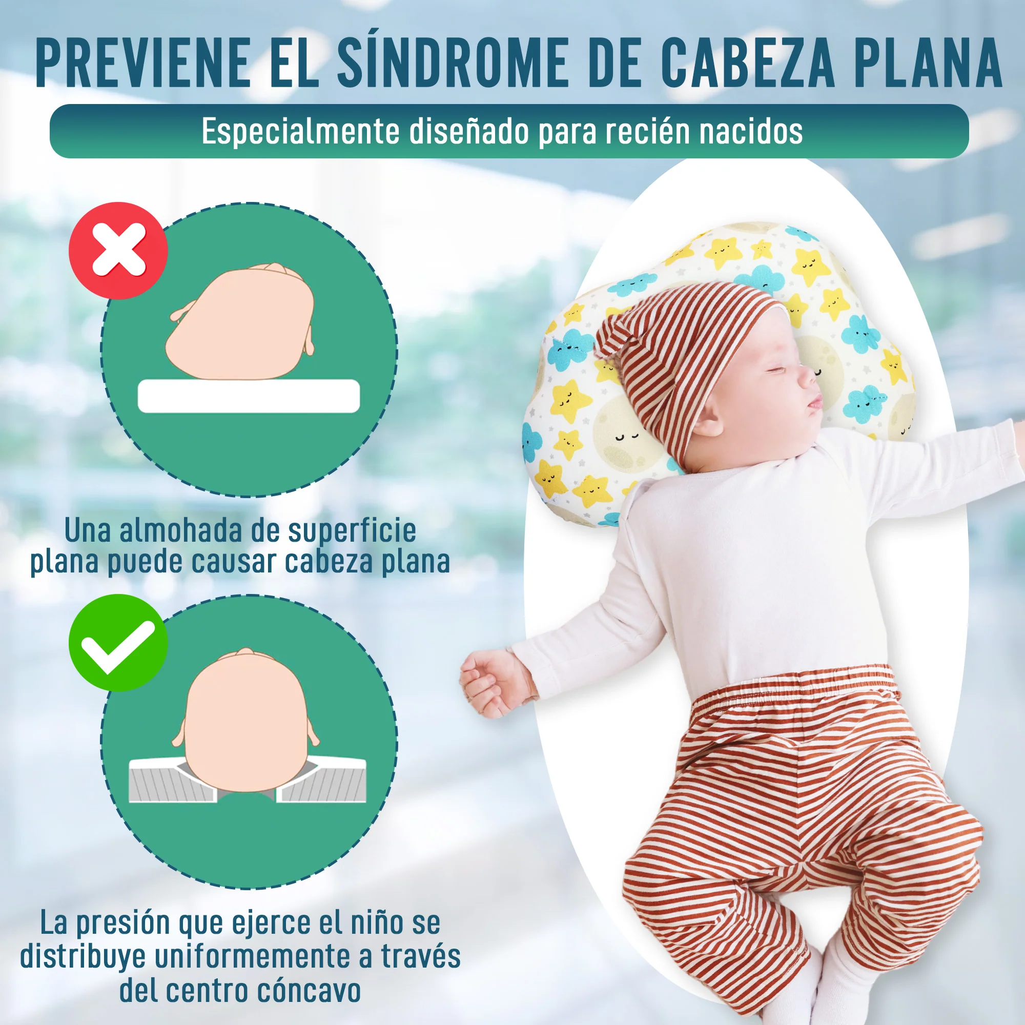 Cojín Plagiocefalia Orificio Central para Bebé | Estampado Infantil - Image 3