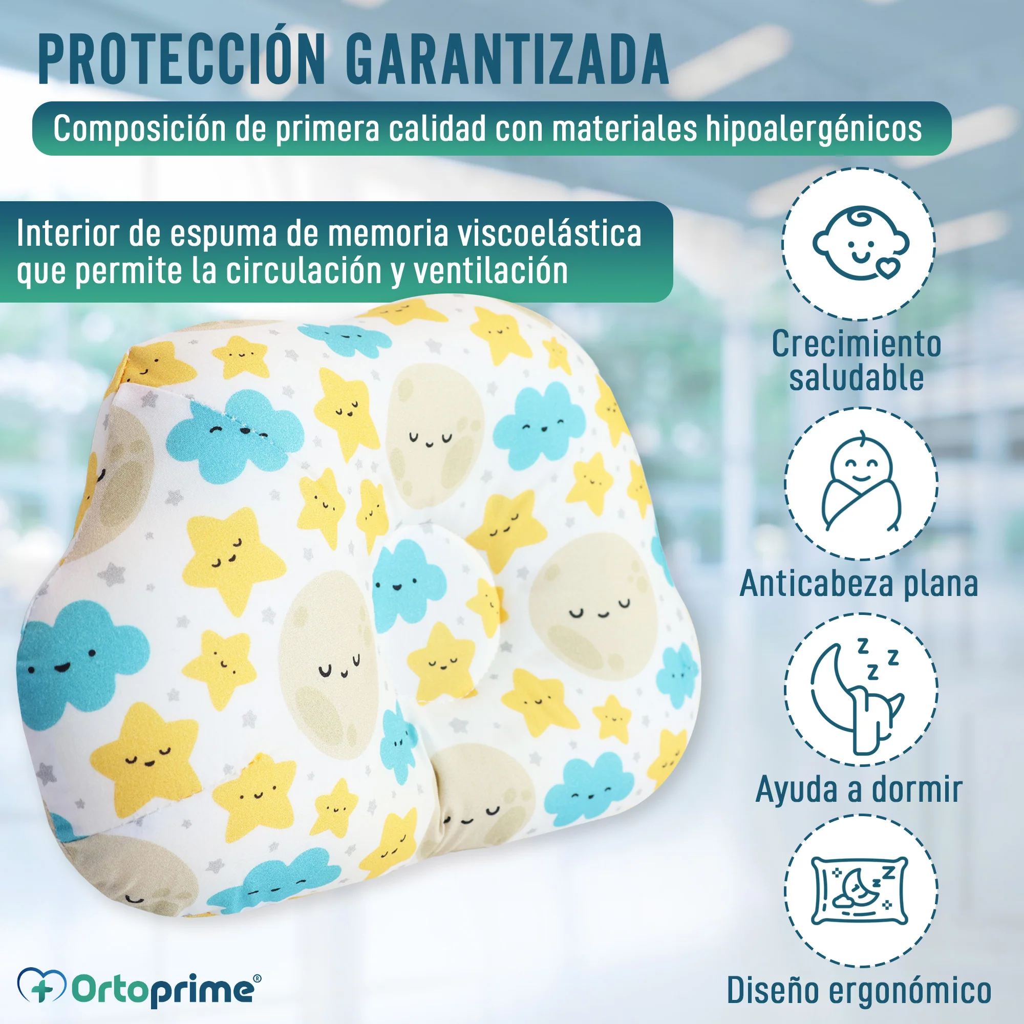 Cojín Plagiocefalia Orificio Central para Bebé | Estampado Infantil - Image 6