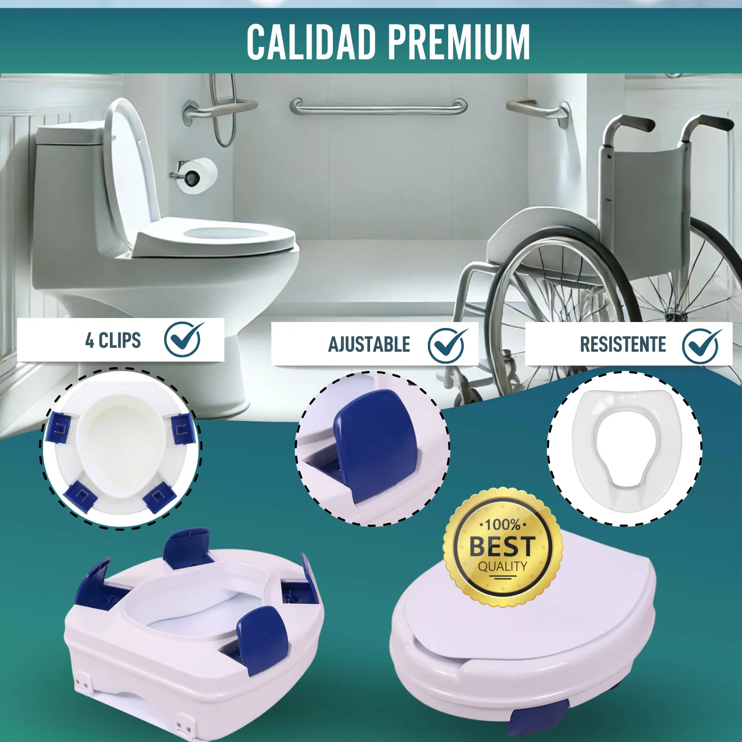 Elevador WC Adulto 11 cm | Alzador WC Ortopédico 4 Clips - Image 6