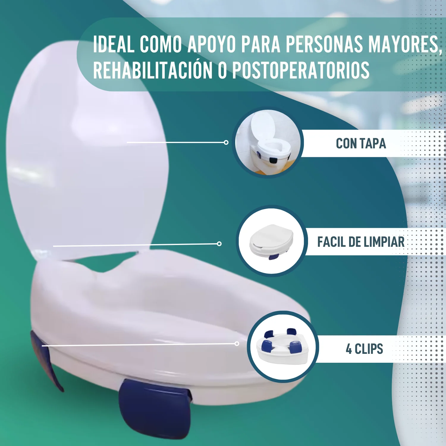 Elevador WC Clip Con Tapa 11 cm - Image 6