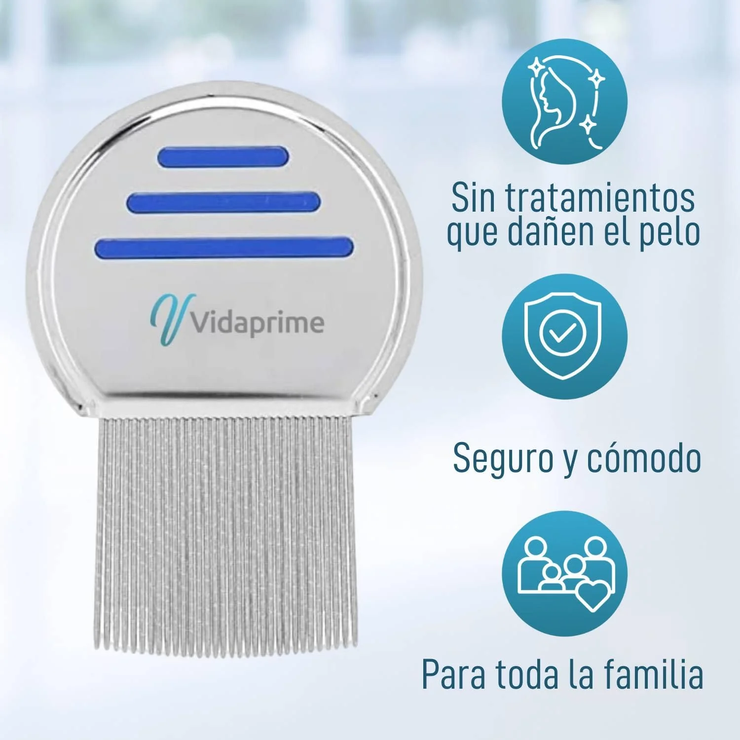 Liendrera con Púas de Acero Inoxidable para Piojos y Liendres - Image 2