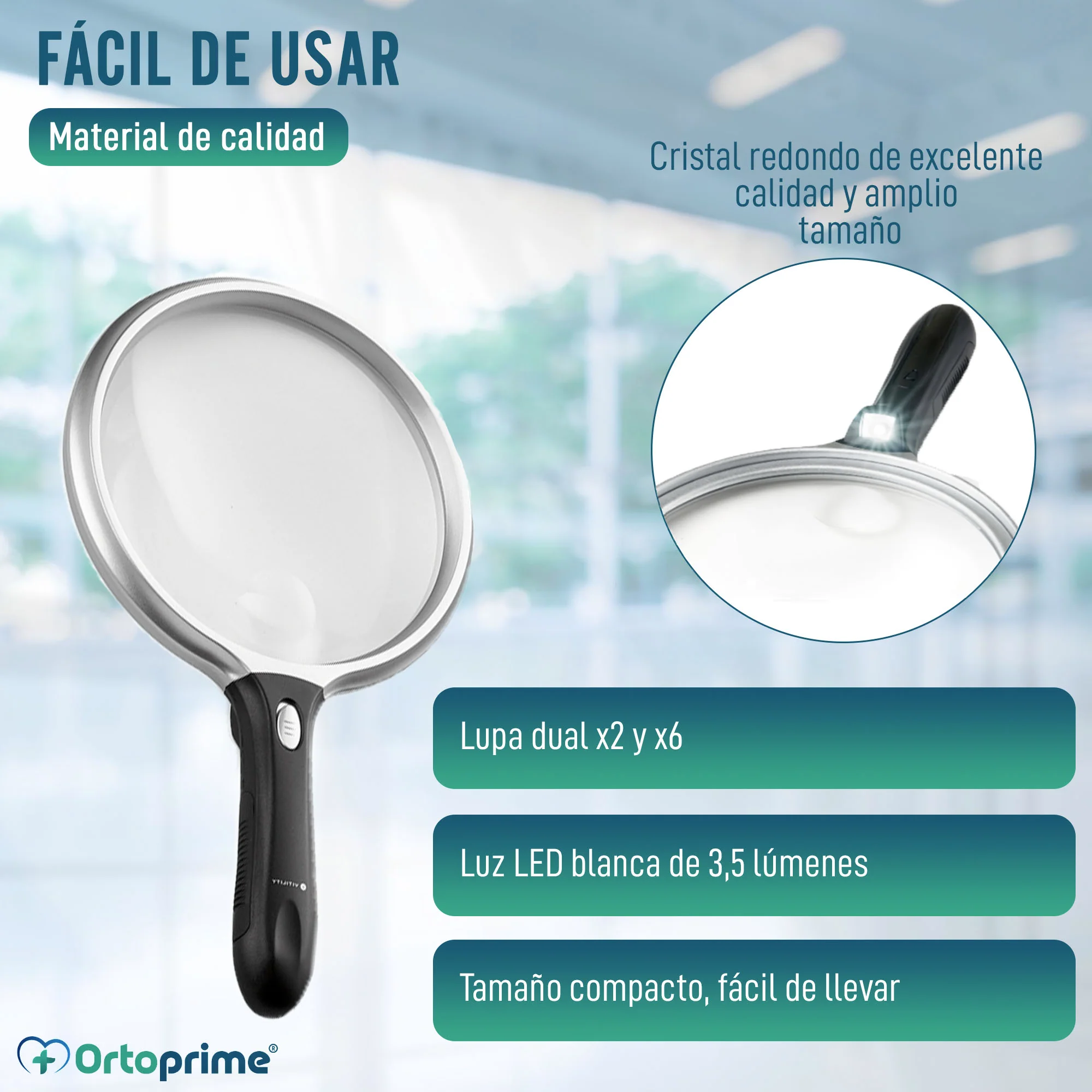 Lupa para Leer Amplia con Luz LED y Mango Ergonómico - Image 2