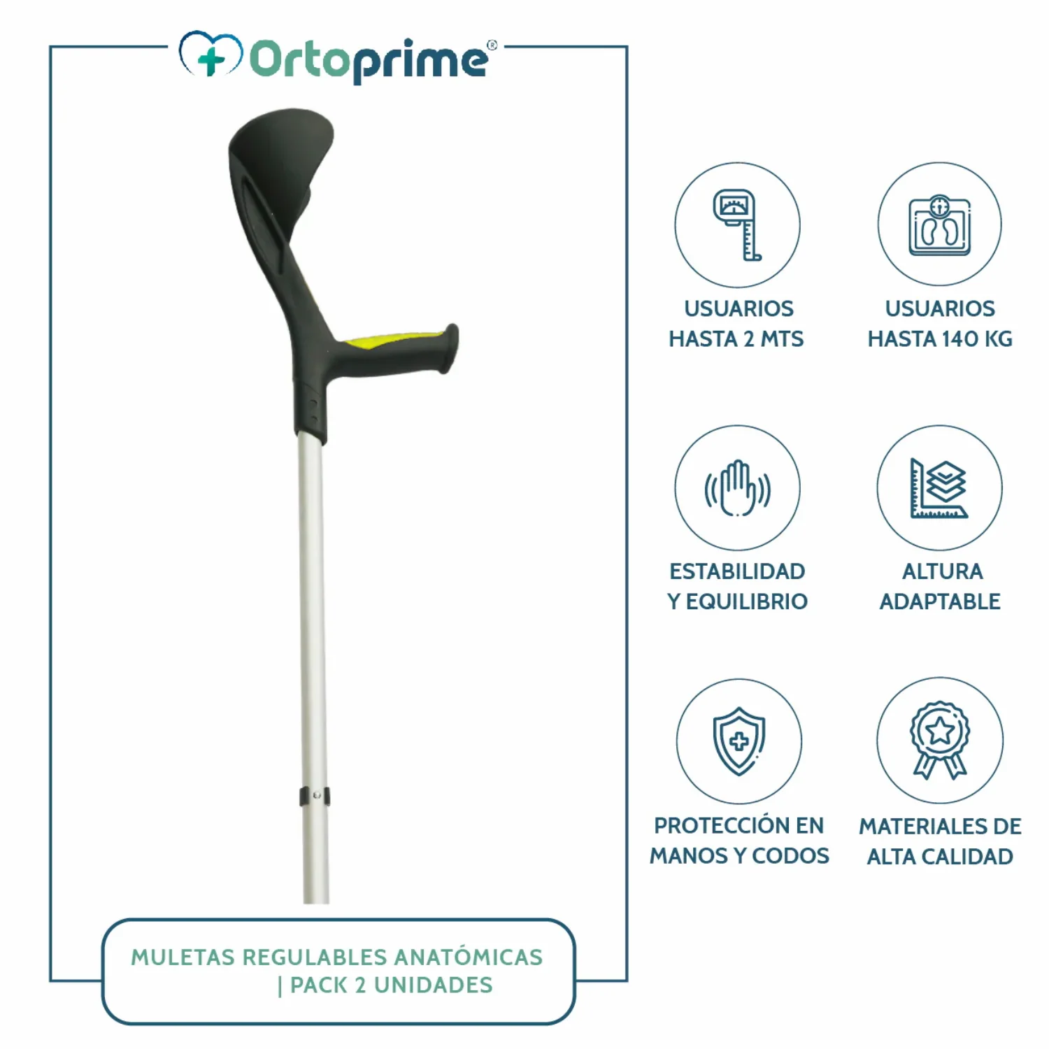 Muleta Adulto Ortopédica Anatómica Verde Pistacho | 1 unidad - Image 10