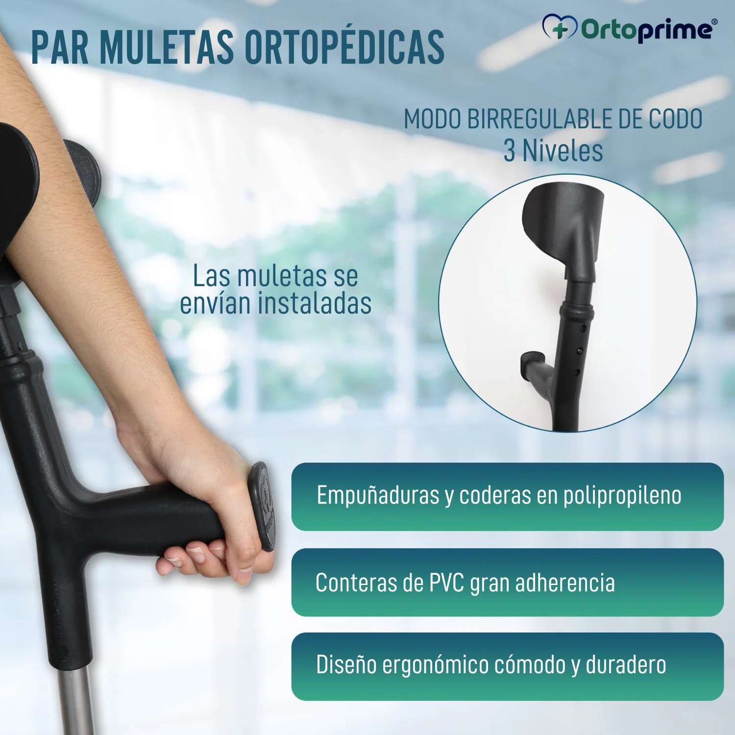 Muletas Regulables con Almohadillas Adhesivas - Image 3