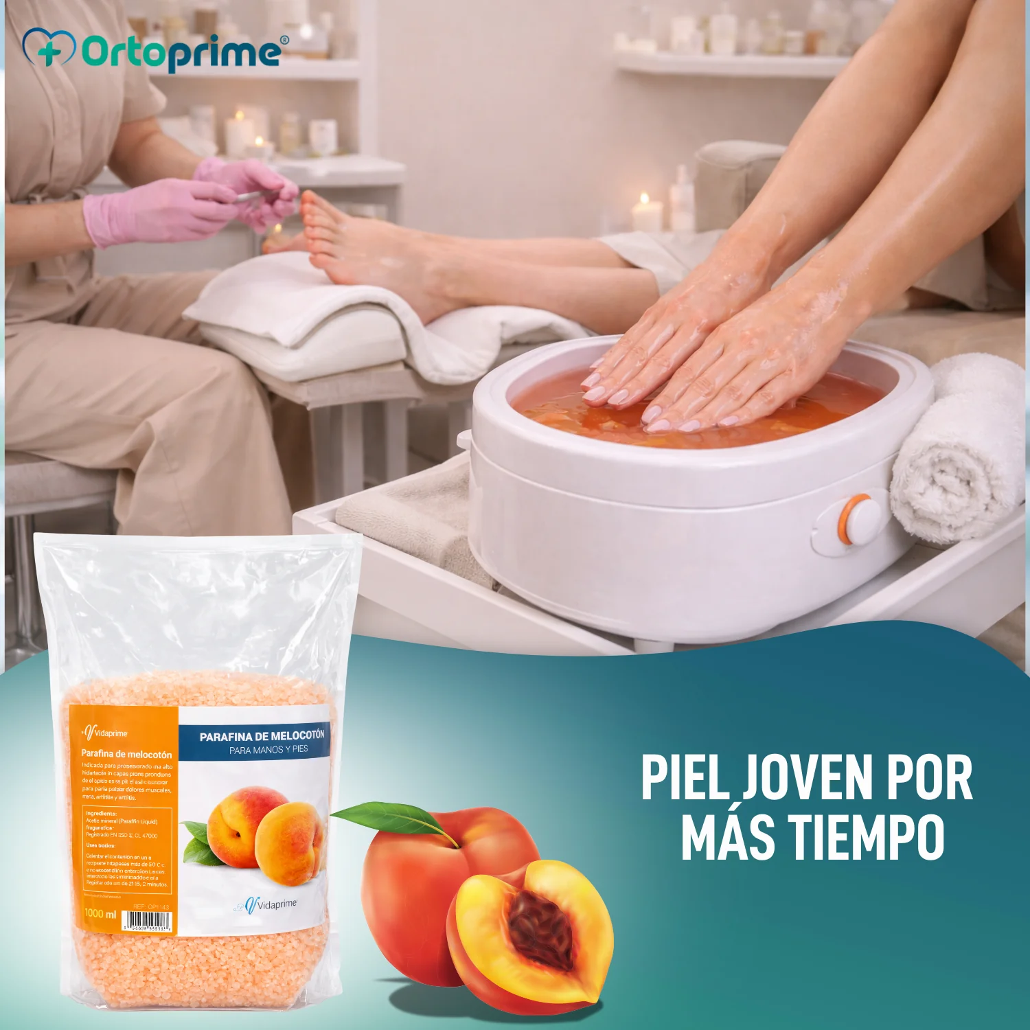 Parafina de Rehabilitación para Manos y Pies 1000ml | Melocotón - Image 3