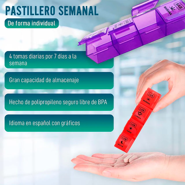 Pastillero Semanal 4 Tomas con Estuche Protector - Image 5