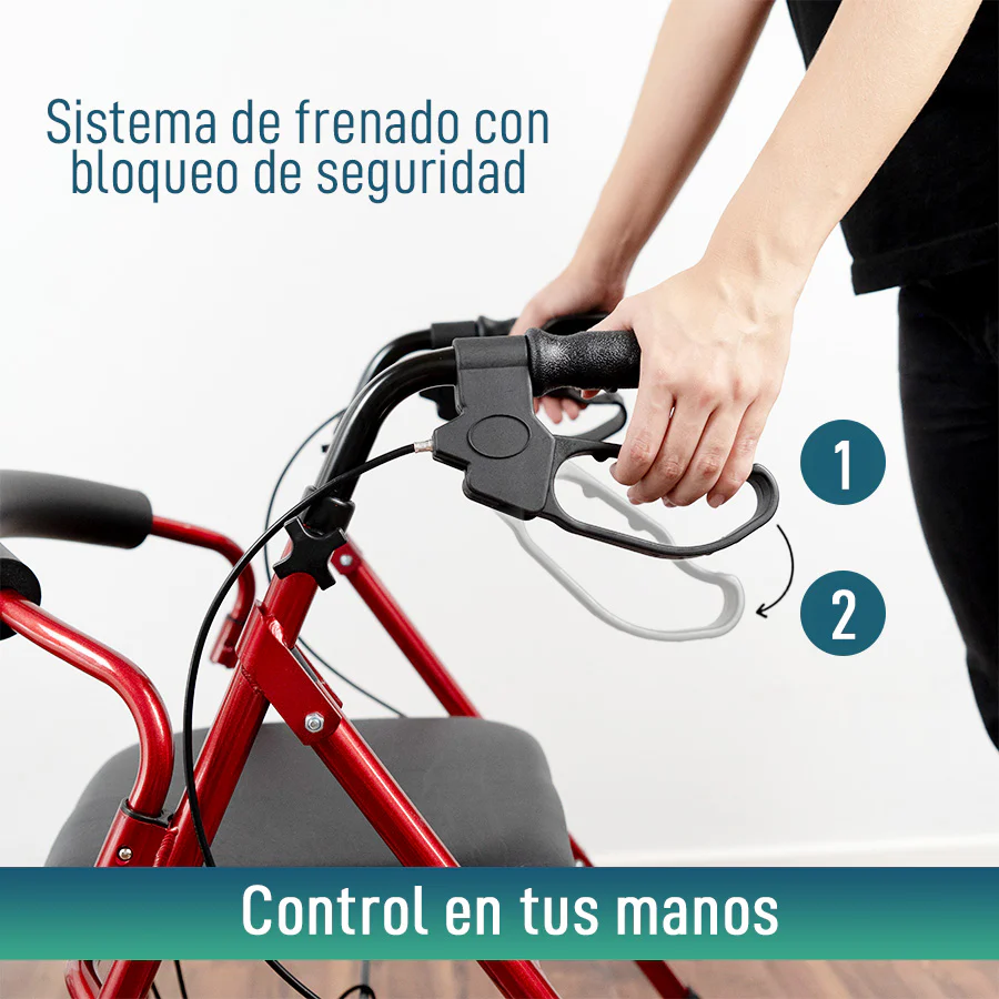 Andador Rollator de Aluminio con Frenos Maneta y Asiento Acolchado - Image 4
