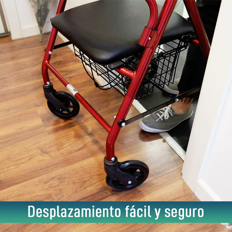 Andador Rollator de Aluminio con Frenos Maneta y Asiento Acolchado - Image 8
