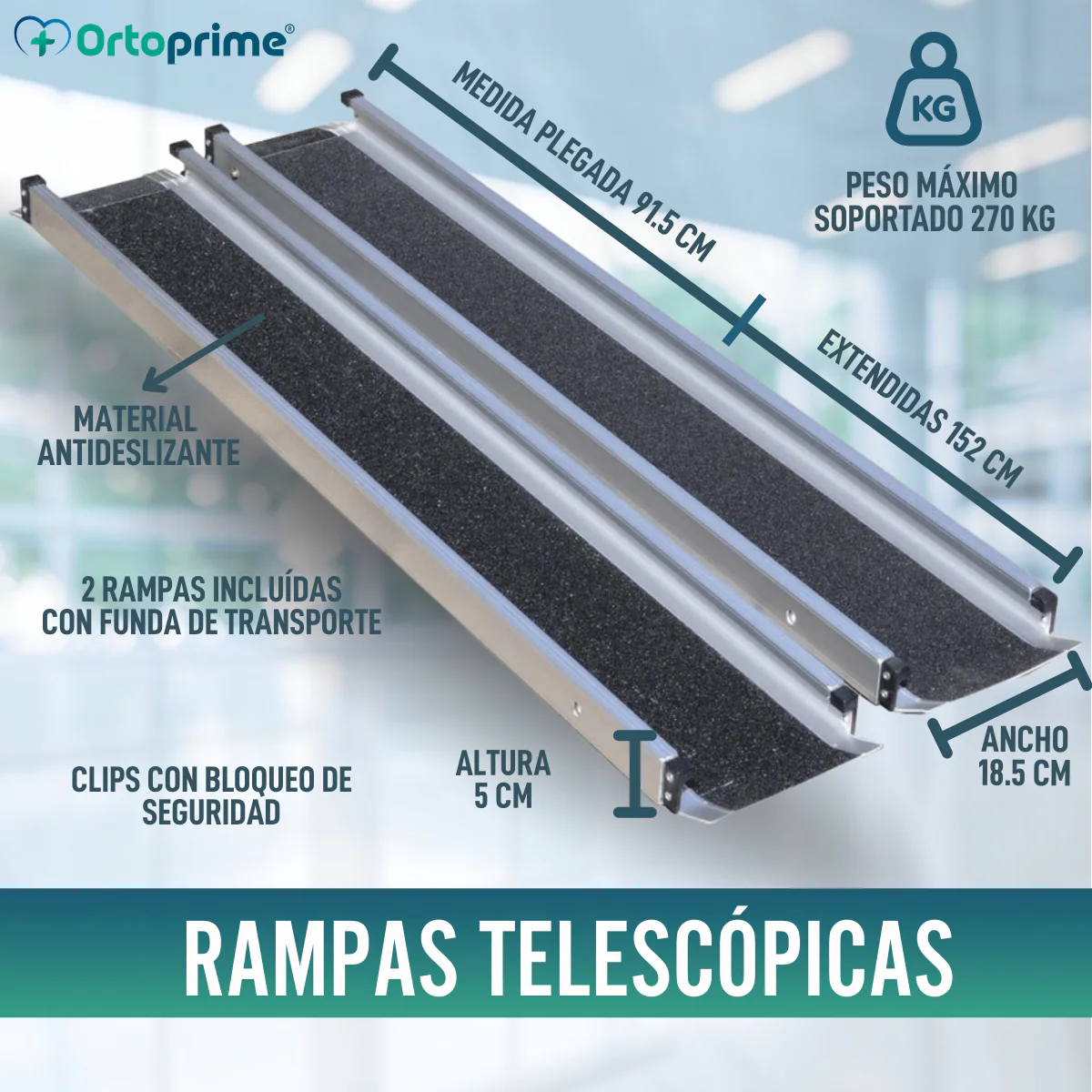 Rampas Telescópicas para Silla de Ruedas Resistentes 270kg - Image 2