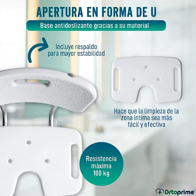 Silla de Ducha para Mayores Asiento en U y Altura Regulable - Image 5