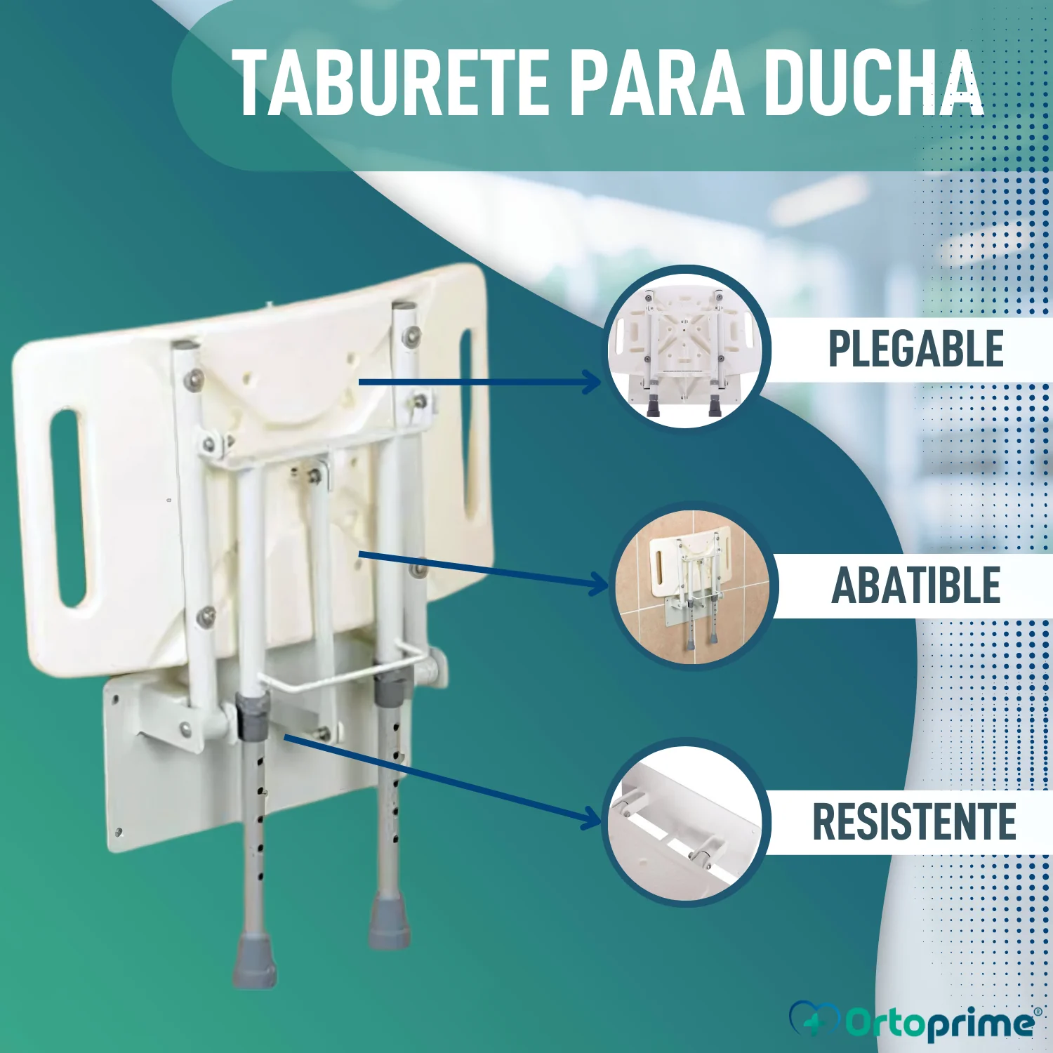 Taburete Abatible de Pared para Duchas | 2 Variantes - Image 3